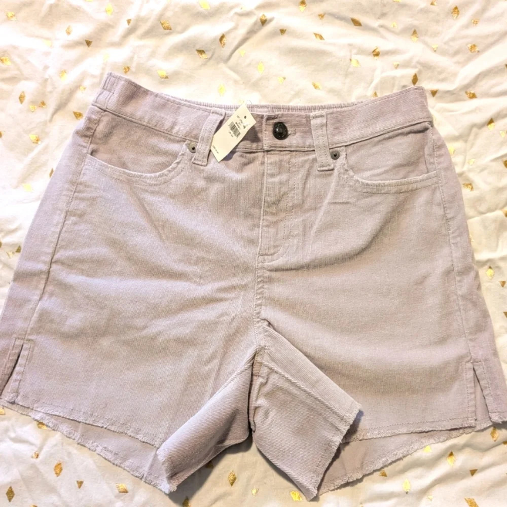 NWT Aerie mid rise corduroy shorts size XS grey